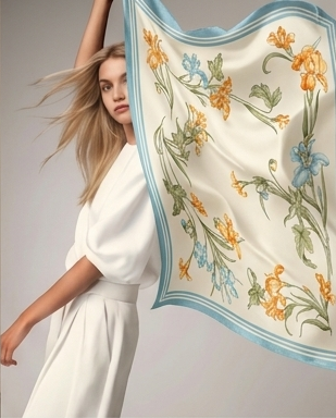 Golden Narcissus Silk Scarf