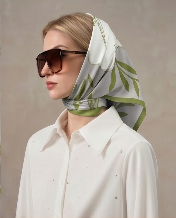White Magnolia Silk Scarf