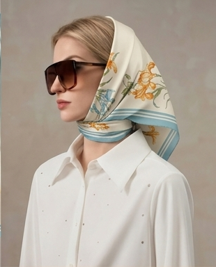 Golden Narcissus Silk Scarf