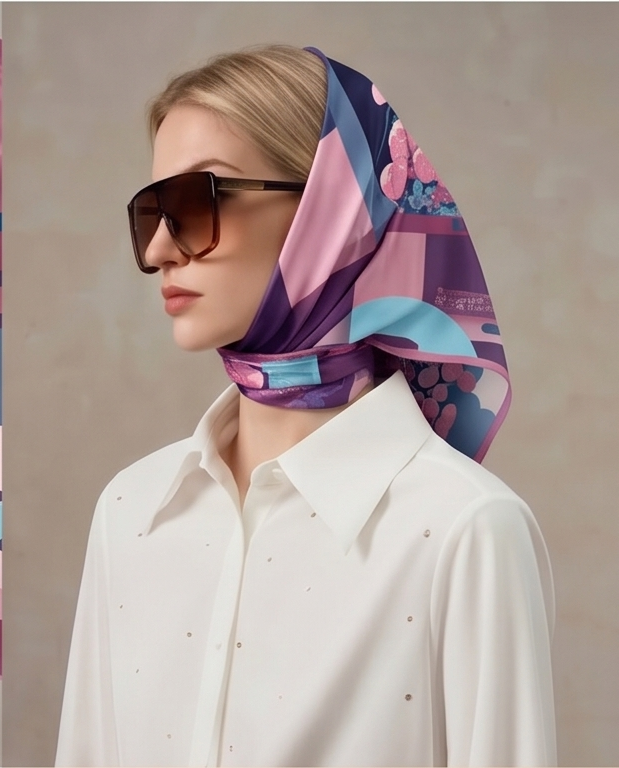 Cherry Blossom Patchwork Silk Scarf