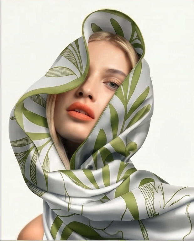 White Magnolia Silk Scarf