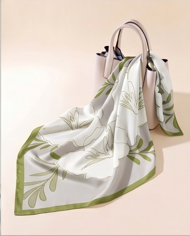 White Magnolia Silk Scarf