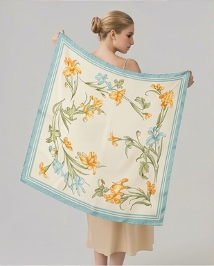 Golden Narcissus Silk Scarf