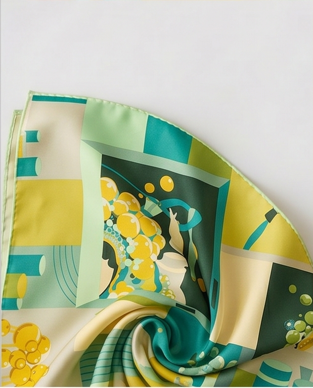 Citrus Floral Patchwork Silk Scarf