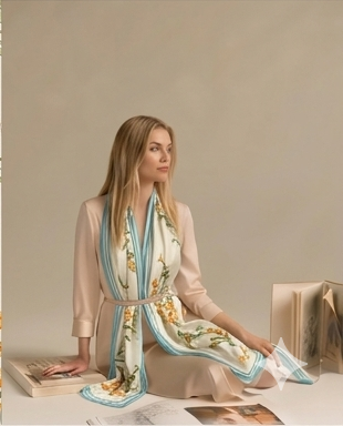 Golden Narcissus Silk Scarf