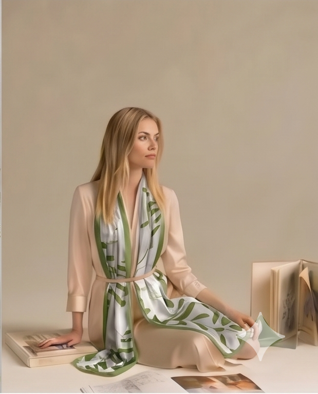 White Magnolia Silk Scarf