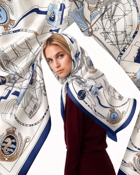 Maritime Admiral Silk Scarf- 68x68