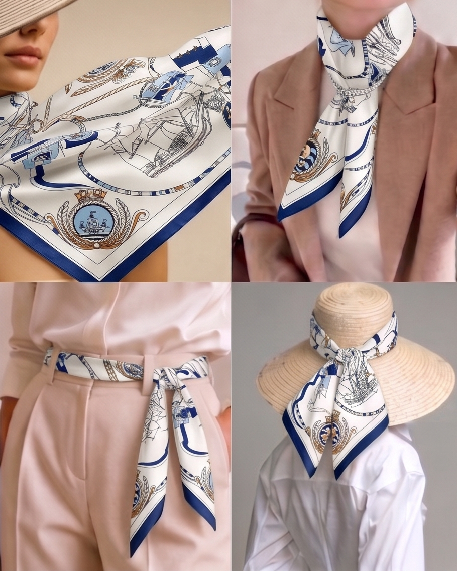 Maritime Admiral Silk Scarf- 68x68