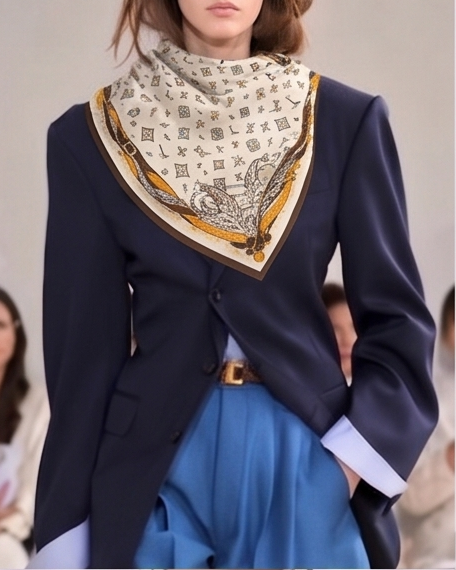 Four-Leaf Feather & Medallion Silk Scarf- 68x68