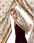 Four-Leaf Feather & Medallion Silk Scarf- 68x68
