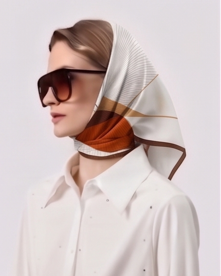Geometry Fantasy Linear Curve Silk Scarf- 68x68