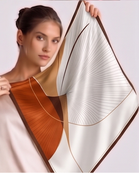 Geometry Fantasy Linear Curve Silk Scarf- 68x68