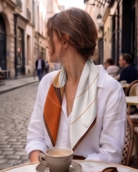 Geometry Fantasy Linear Curve Silk Scarf- 68x68