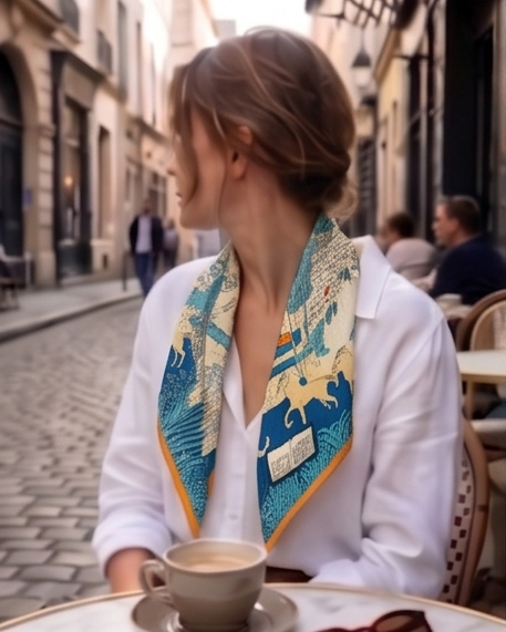 Blue Jungle Azure Menagerie Silk Scarf- 68x68
