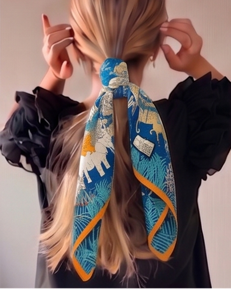 Blue Jungle Azure Menagerie Silk Scarf- 68x68
