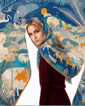 Blue Jungle Azure Menagerie Silk Scarf- 68x68