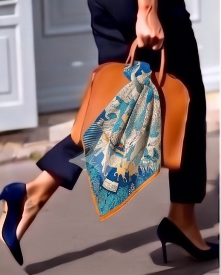 Blue Jungle Azure Menagerie Silk Scarf- 68x68