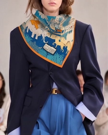 Blue Jungle Azure Menagerie Silk Scarf- 68x68