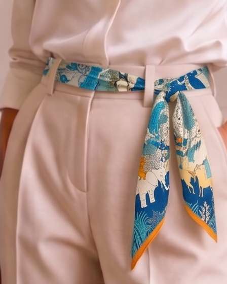 Blue Jungle Azure Menagerie Silk Scarf- 68x68