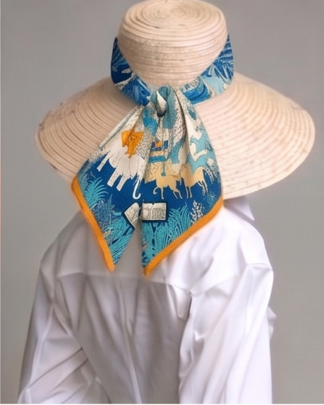 Blue Jungle Azure Menagerie Silk Scarf- 68x68