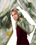 Sage Lotus Pond Silk Scarf- 68x68