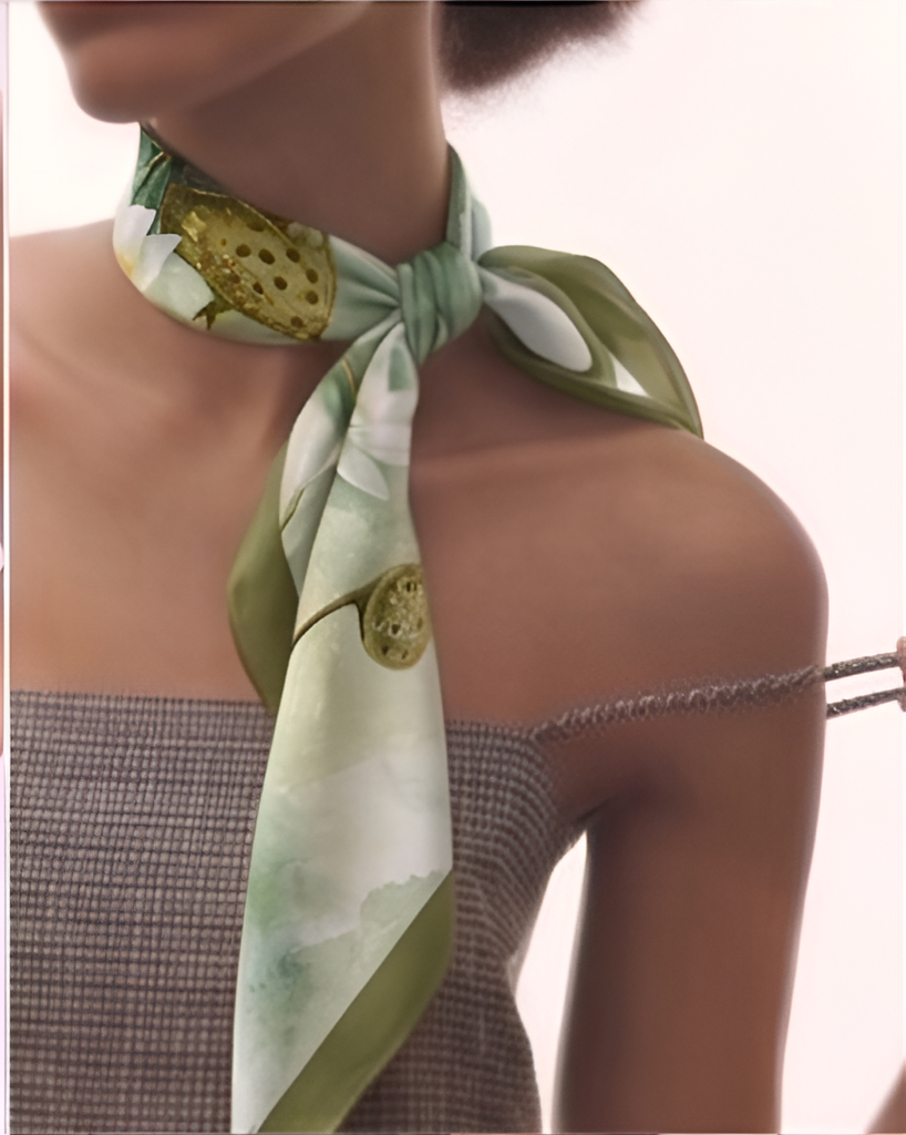 Sage Lotus Pond Silk Scarf- 68x68