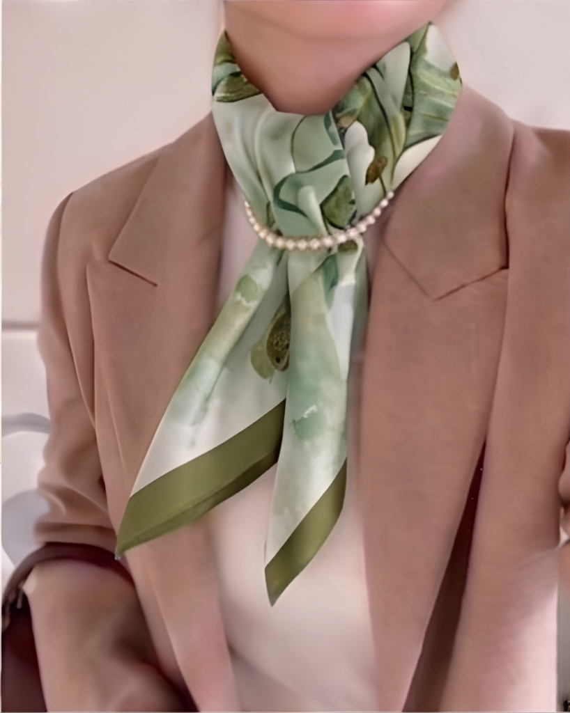 Sage Lotus Pond Silk Scarf- 68x68