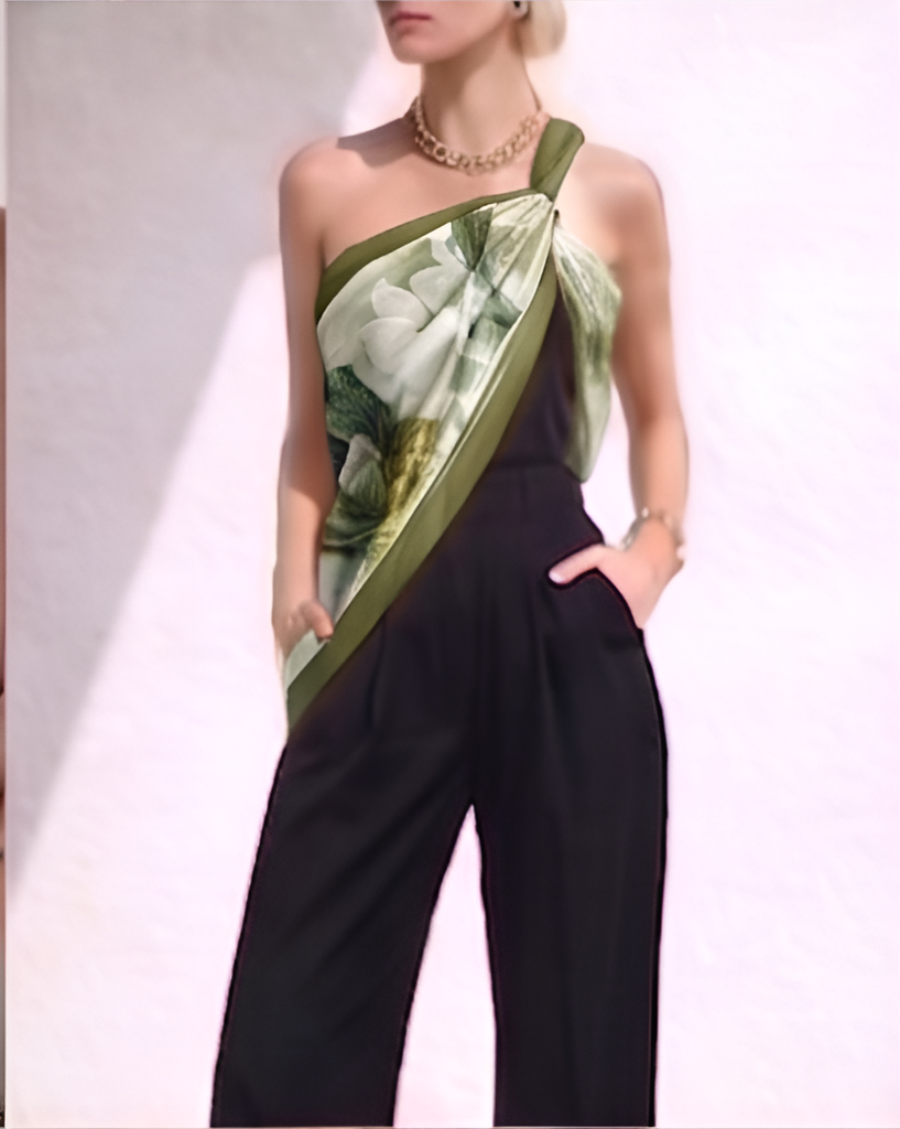 Sage Lotus Pond Silk Scarf- 68x68