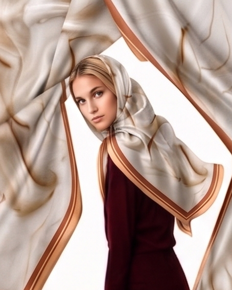 Desert Bloom Sand Painting Silk Scarf- 68x68