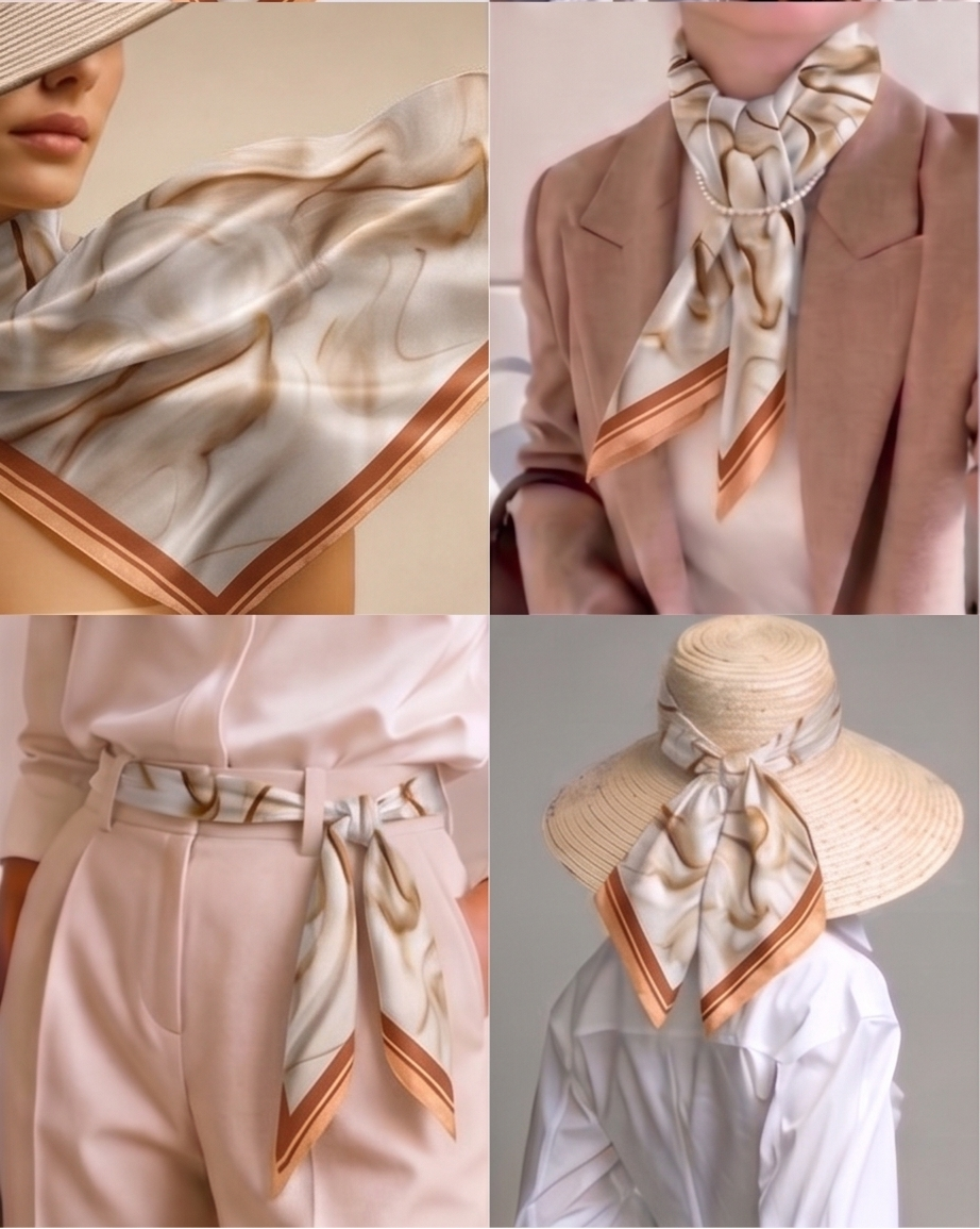 Desert Bloom Sand Painting Silk Scarf- 68x68