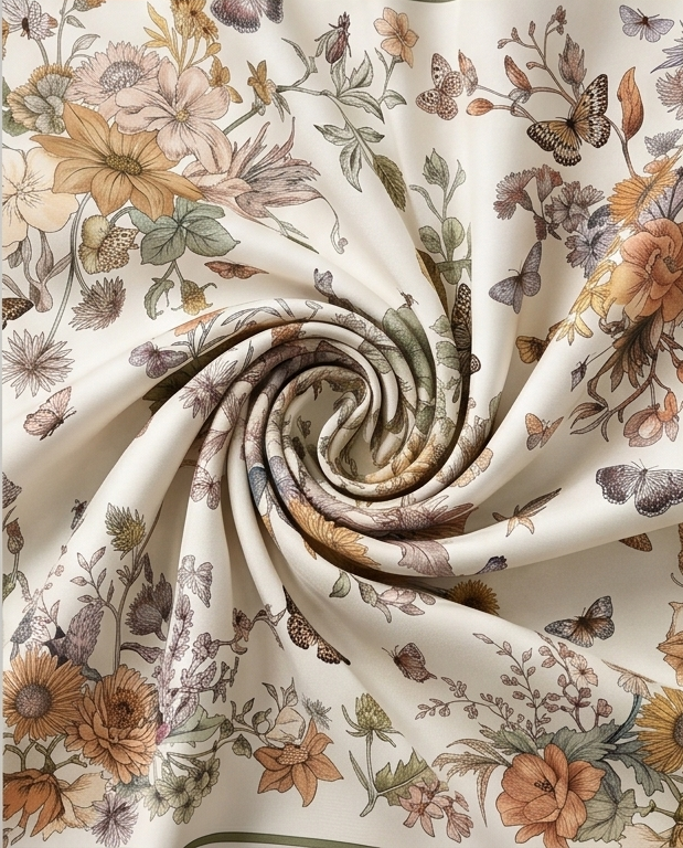 Silk twill fabric close up