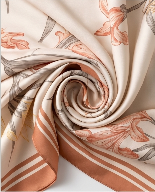Silk twill fabric close up
