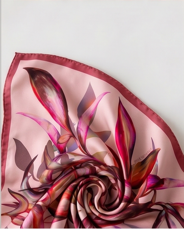 Silk twill fabric close up