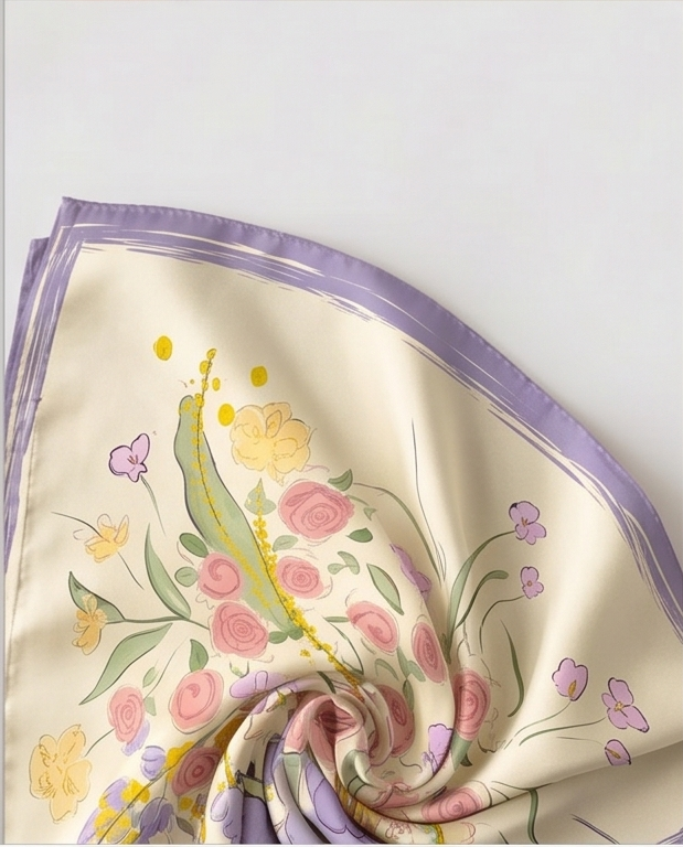 Silk twill fabric close up
