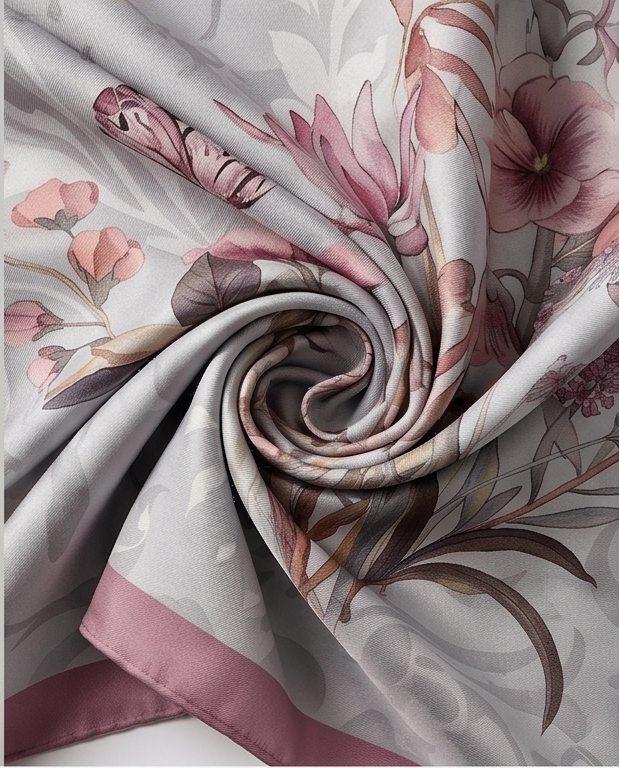 Silk twill fabric close up