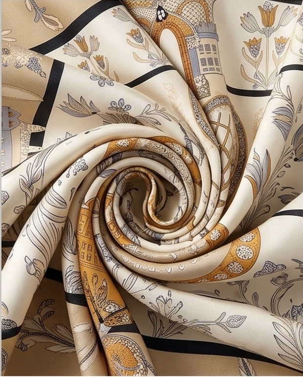 Silk twill fabric close up