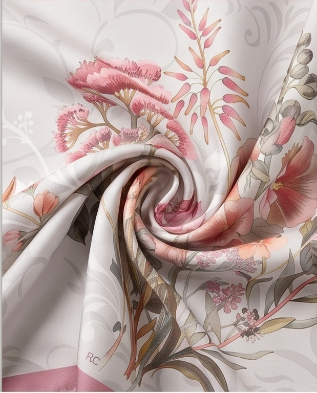 Silk twill fabric close up