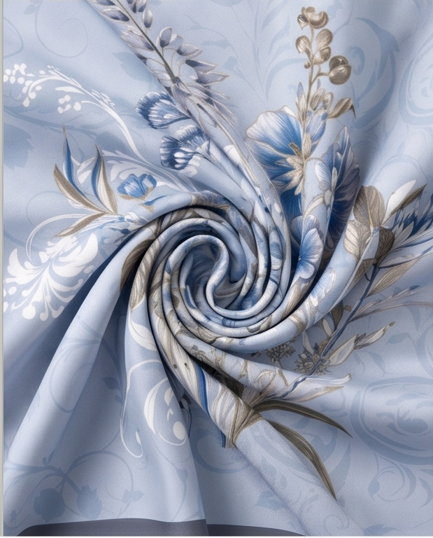 Silk twill fabric close up