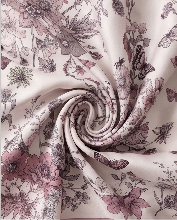Silk twill fabric close up